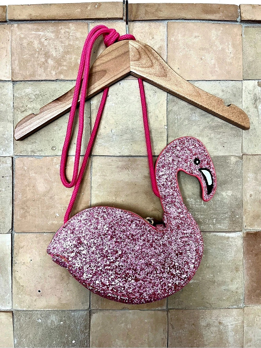 Crewcuts Flamingo Glitter Crossbody Bag, Pink